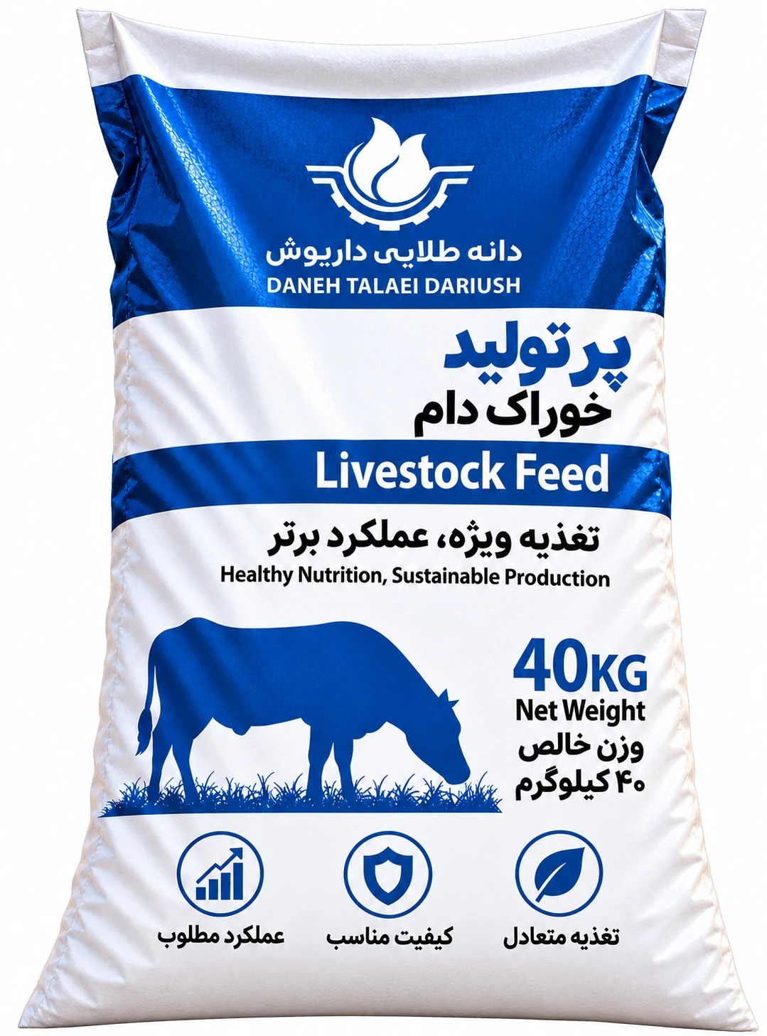 تصویر مفهومی خوراک کامل گاو شیری پرتولید